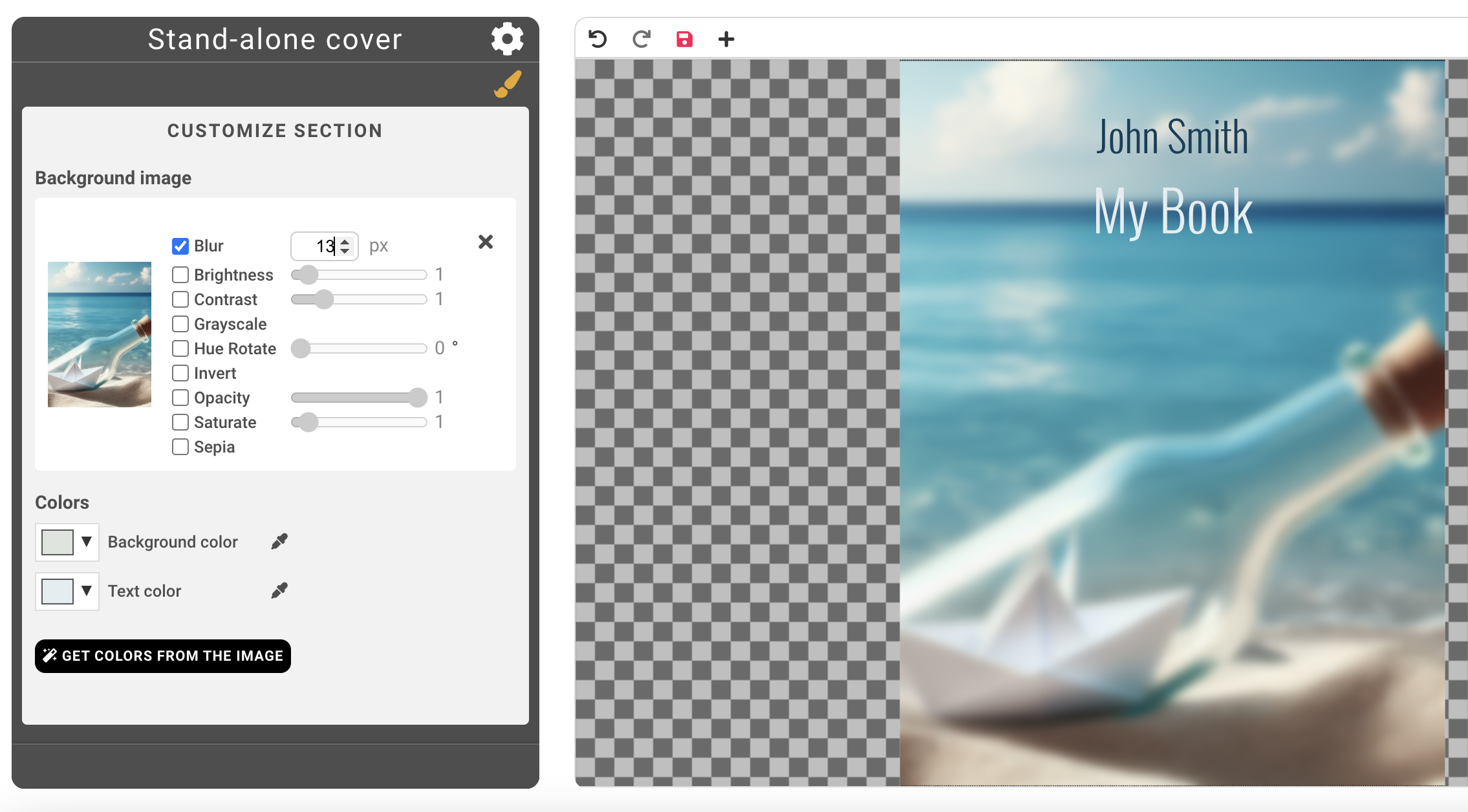 Cover editor filters