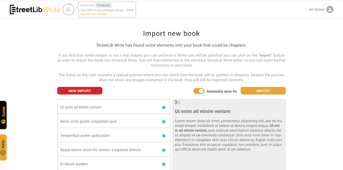 Import a new book